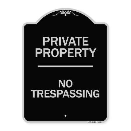 Signmission Designer Series Sign-No Trespassing, Black & Silver Heavy-Gauge Aluminum, 24" H, BS-1824-9811 A-DES-BS-1824-9811